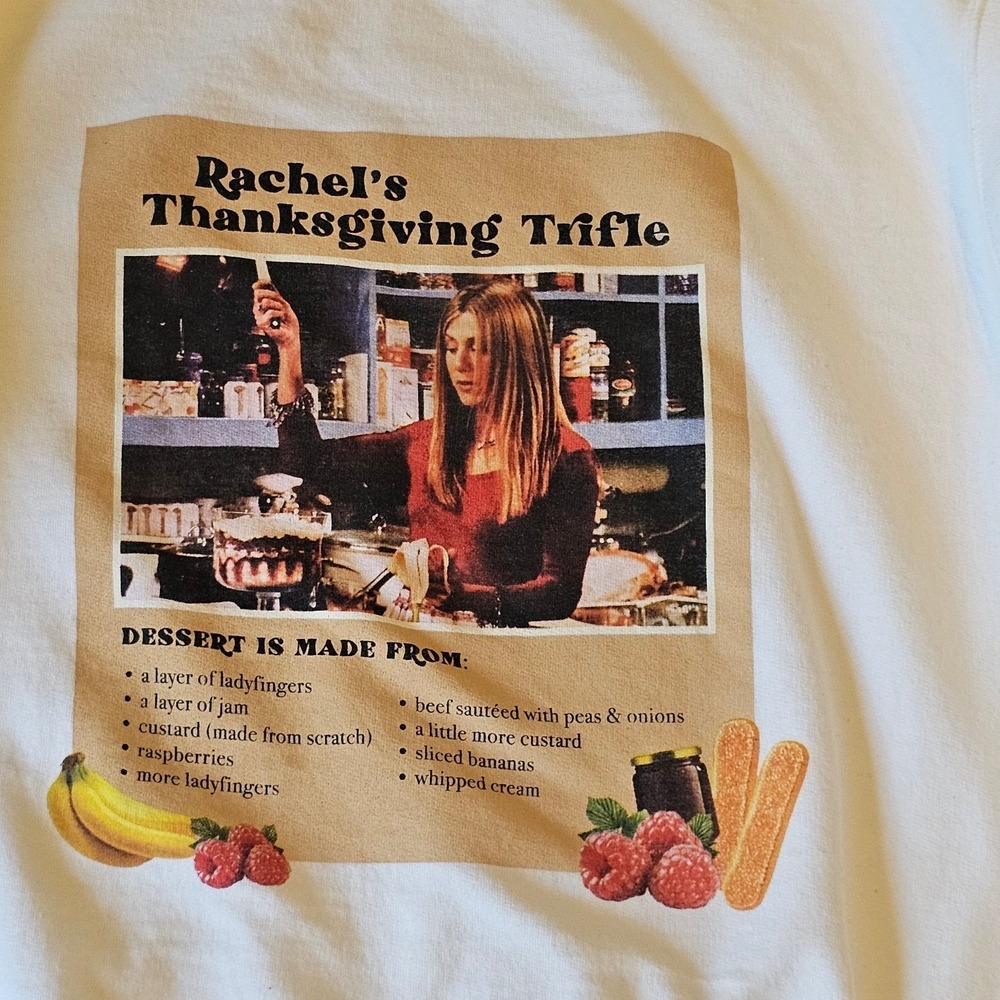 Champion Friends Rachel's Thanksgiving Trifle Graphic Sweatshirt White Medium - Picture 2 of 5